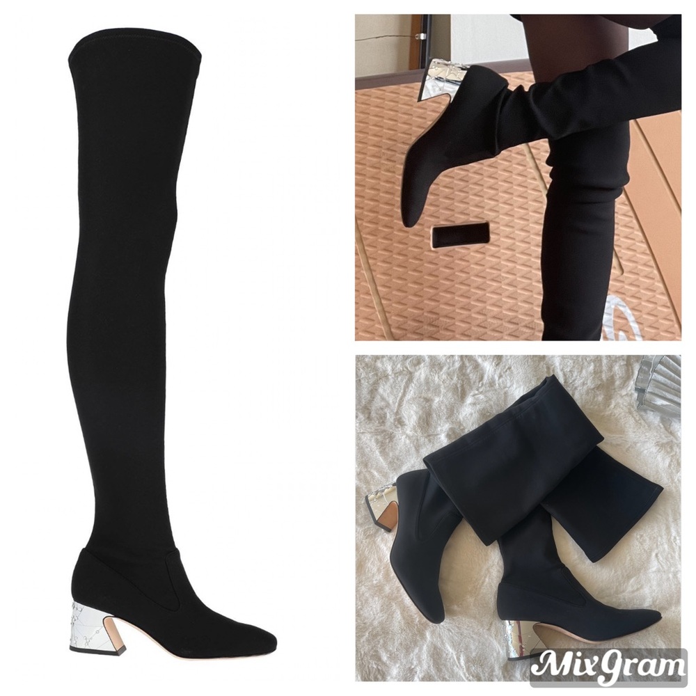 Alberta Ferretti over the knee high boots black 39 US 9 $1,350 chic Italy - Picture 2 of 11